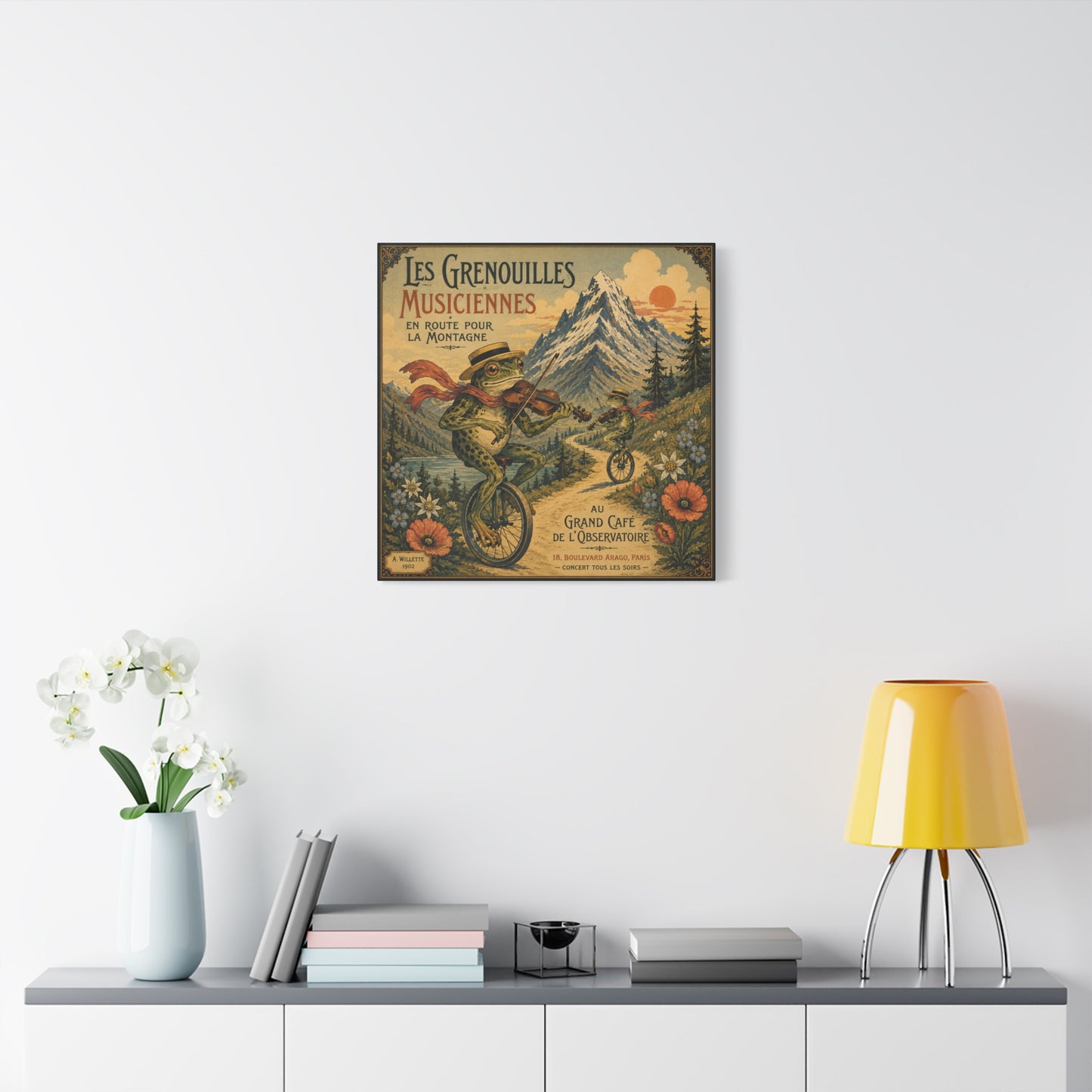 Vintage Frog Musicians Canvas Art – 'Les Grenouilles Musiciennes' Stretched Matte Print