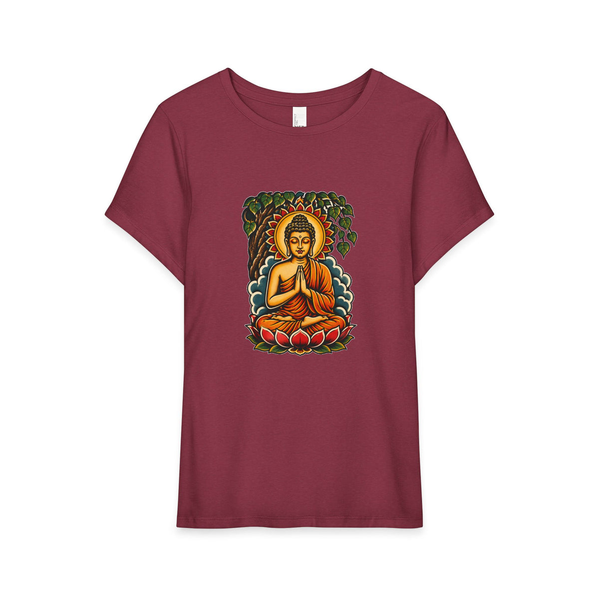 T-Shirt, Short Sleeve Boxy Crew Neck - Buddha & Lotus