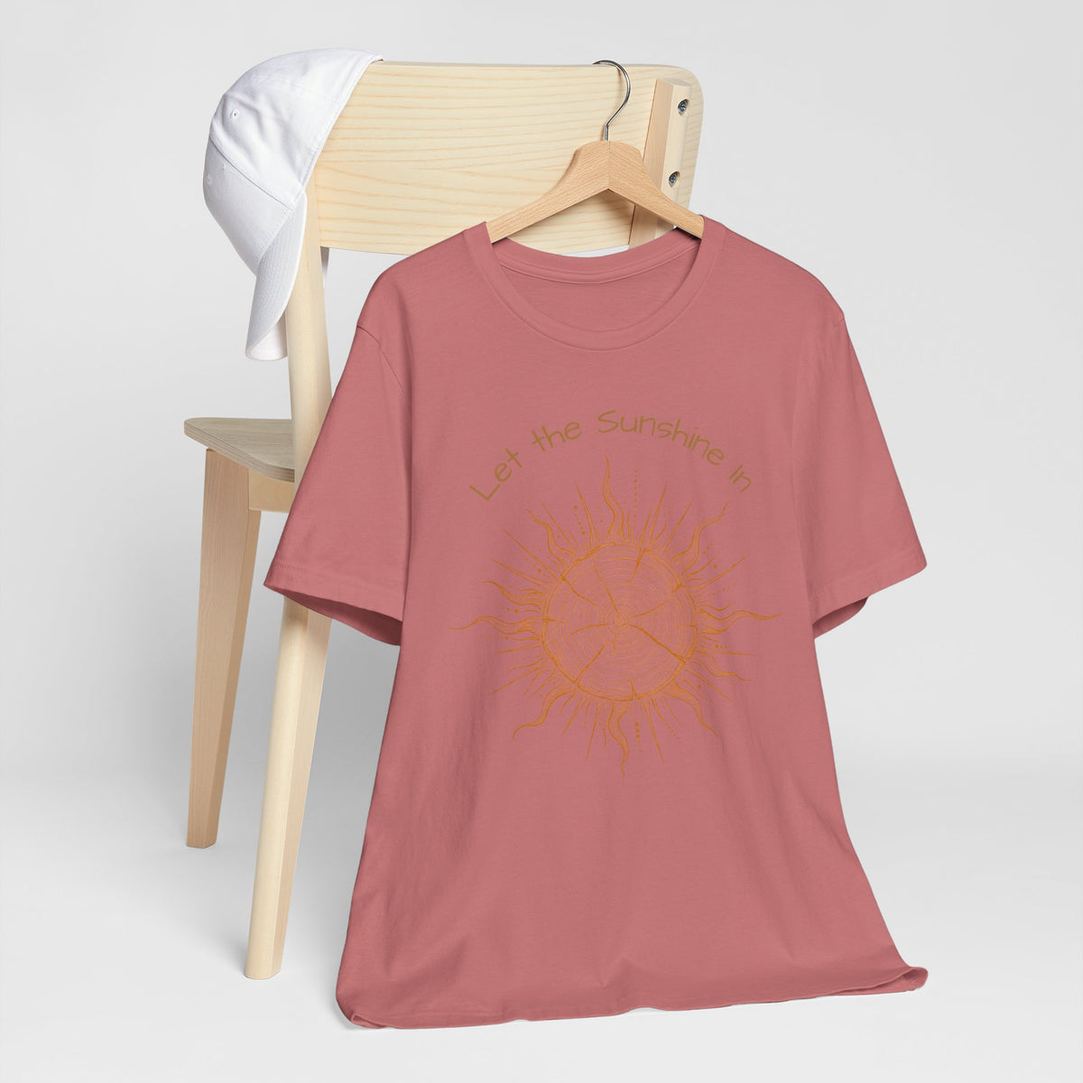 T-Shirt, Short Sleeve Boxy Crew Neck - Let the Sunshine In Sun Positive Vibes