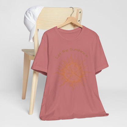 T-Shirt, Short Sleeve Boxy Crew Neck - Let the Sunshine In Sun Positive Vibes