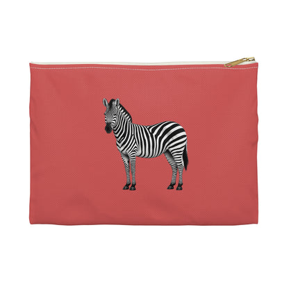 Zebra Dark Coral Accessory Pouch