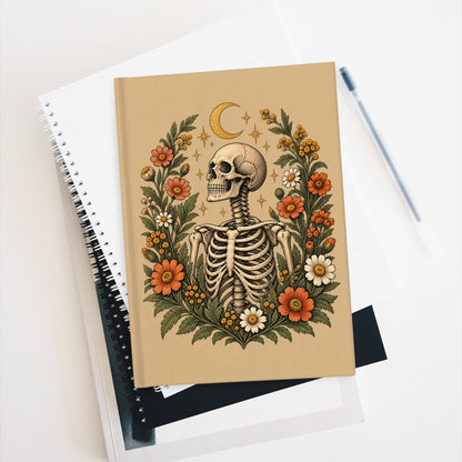 Journal Notebook, Hardback Blank - Floral  Vintage Moon & Skeleton