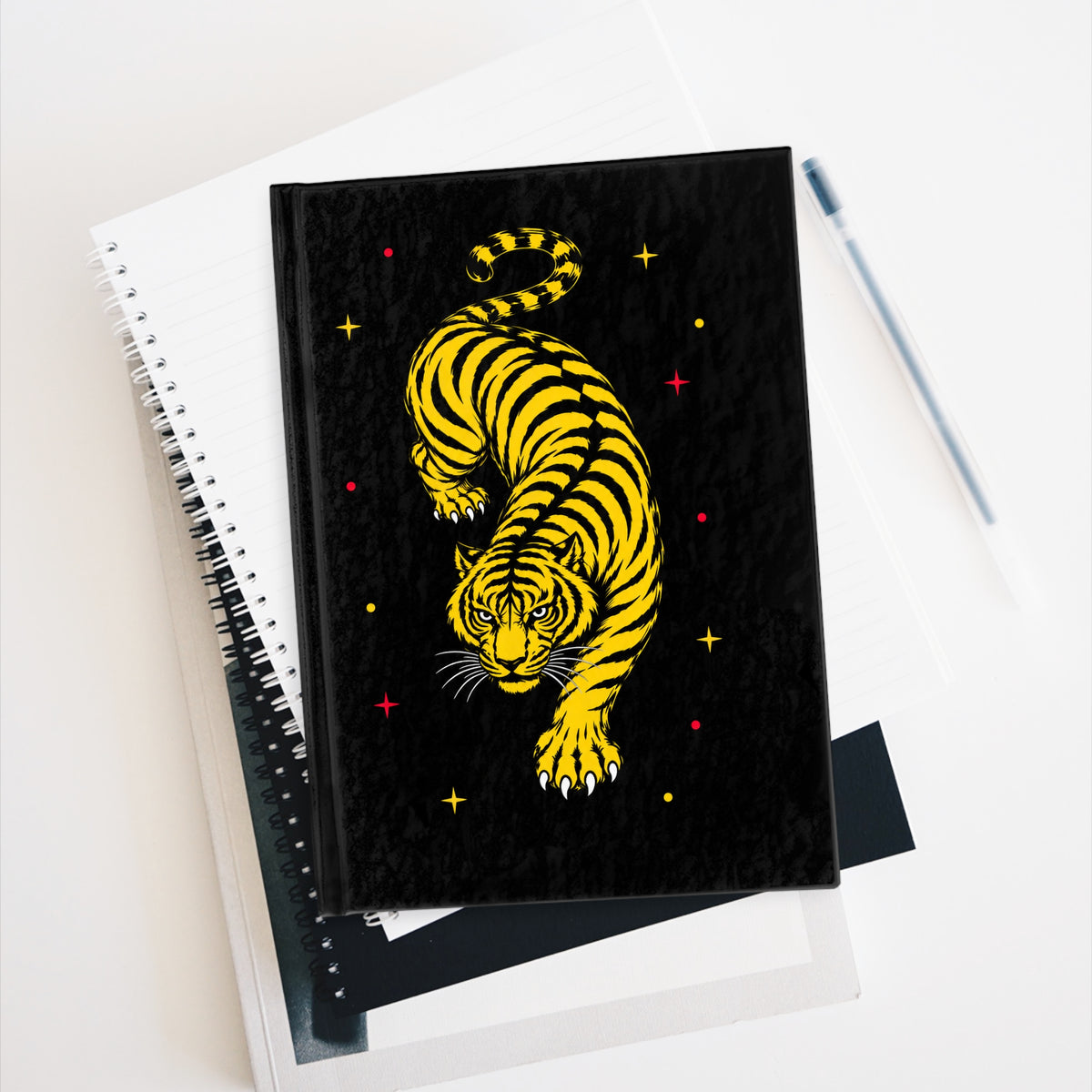 Journal Notebook, Hardcover Blank - Yellow Tiger