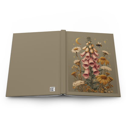Journal Notebook, Lined Hardcover - Foxglove & Bees in Bloom