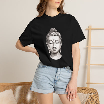 T‑Shirt, Short Sleeve Boxy Crew Neck - Mindful Zen Buddha Head