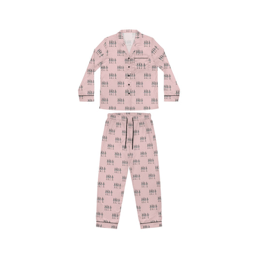 Pink Skeletons Dancing Satin-Soft Polyester Pajamas