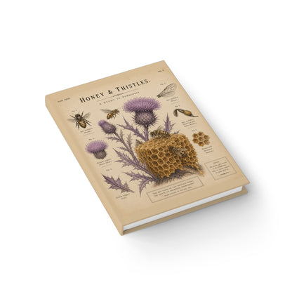 Journal Notebook, Hardback Blank - Honey & Thistles Vintage Botanical Bee
