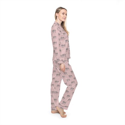 Pink Skeletons Dancing Satin-Soft Polyester Pajamas
