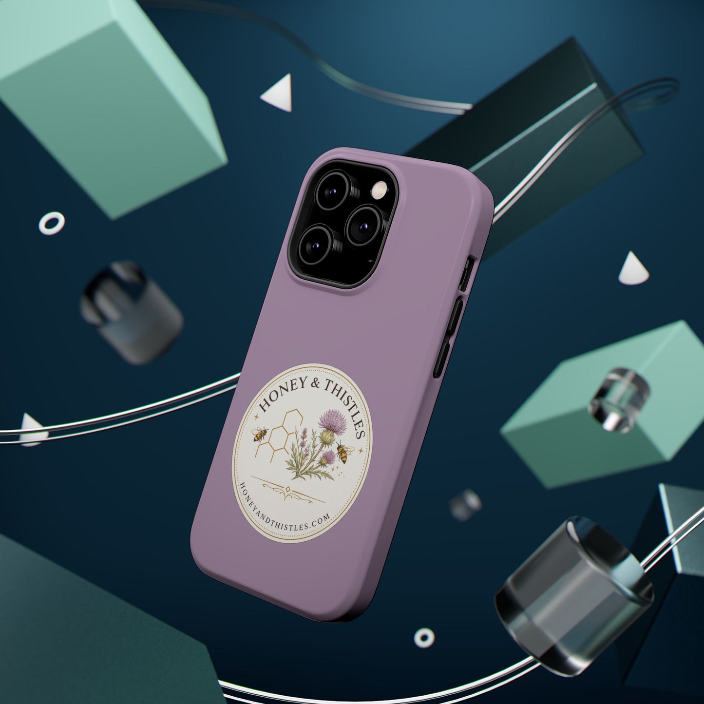 Floral Honey & Thistles Magnetic Phone Case — Impact-Resistant MagSafe-Compatible