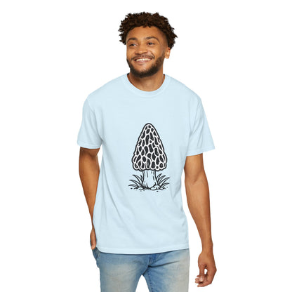 T-Shirt, Short Sleeve Boxy Crew Neck - Hand-Drawn Forager Morel Mushroom