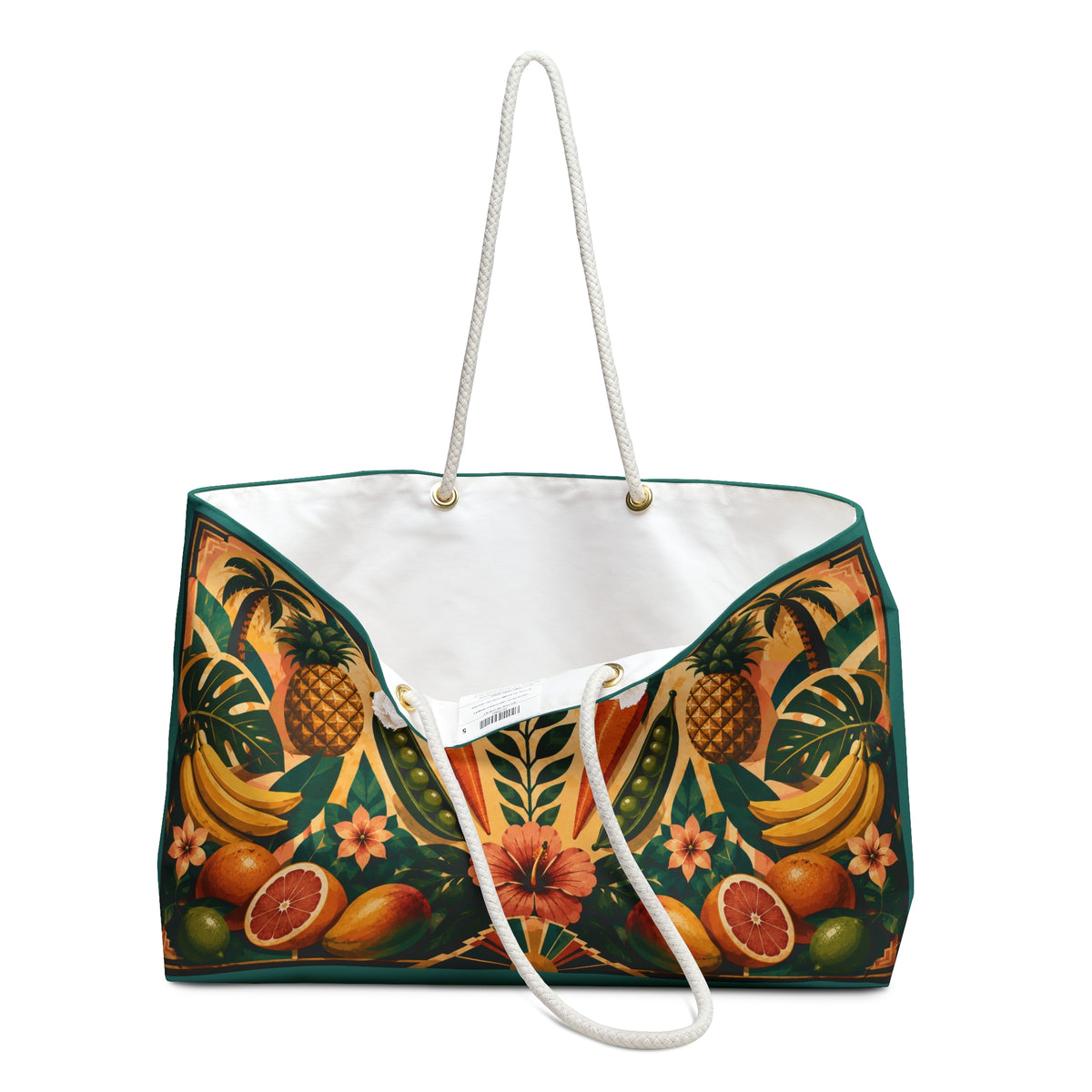Tote, Weekender Travel  Bag - Vintage Hawaiian Tropical Fruit & Palm Beach