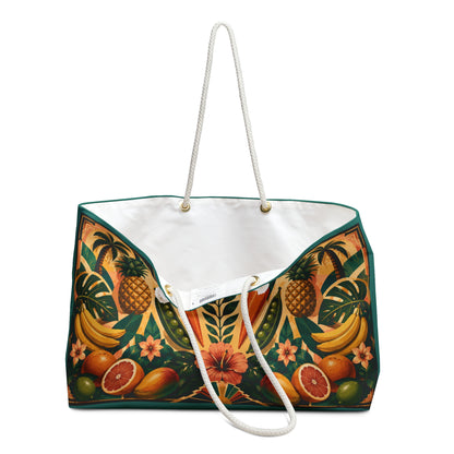 Tote, Weekender Travel  Bag - Vintage Hawaiian Tropical Fruit & Palm Beach