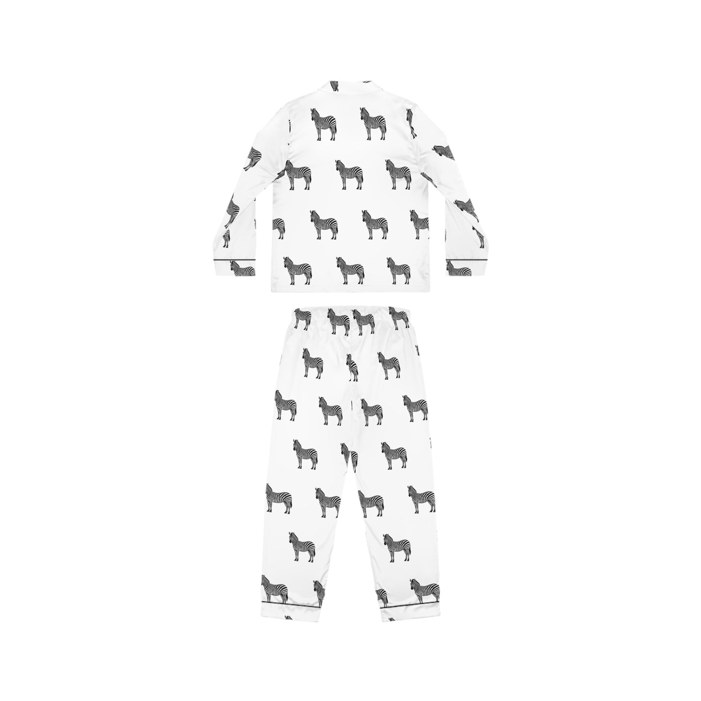 Zebra Satin Pajama Set - White