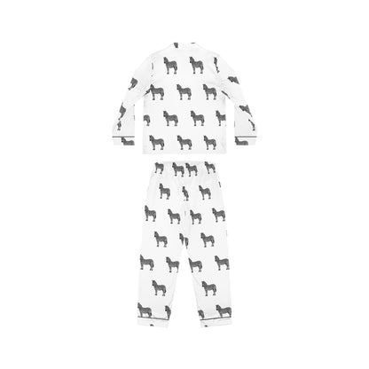 Zebra Satin Pajama Set - White