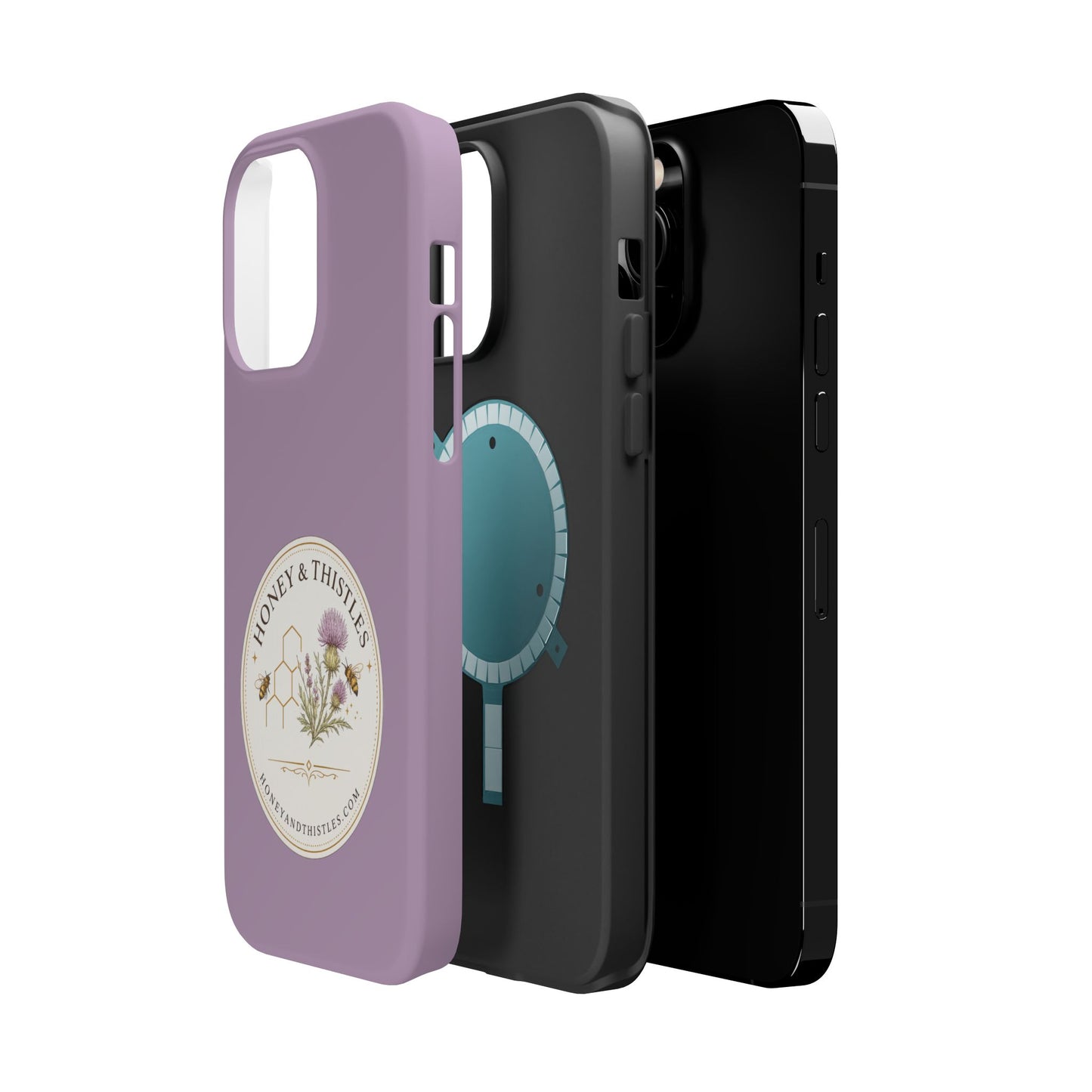Floral Honey & Thistles Magnetic Phone Case — Impact-Resistant MagSafe-Compatible