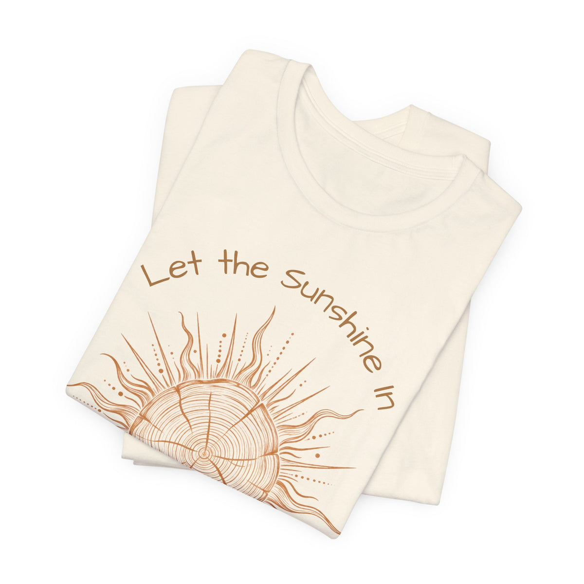T-Shirt, Short Sleeve Boxy Crew Neck - Let the Sunshine In Sun Positive Vibes