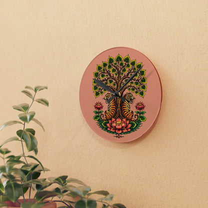 Clock, Wall Acrylic - Boho Tiger Tiger Bodhi Tree