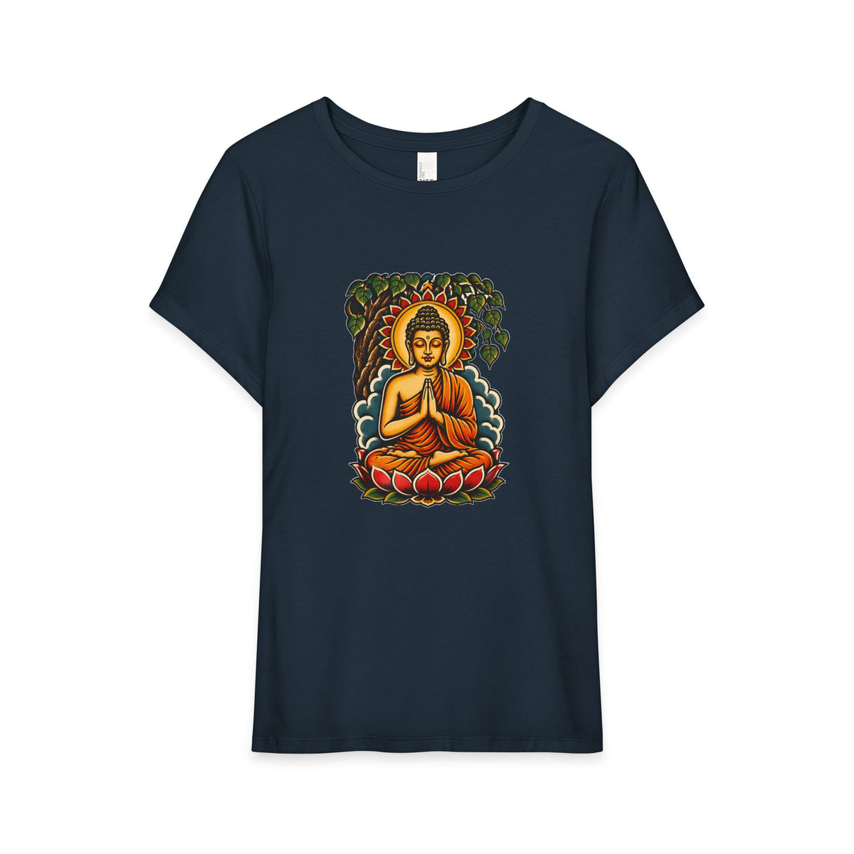 T-Shirt, Short Sleeve Boxy Crew Neck - Buddha & Lotus