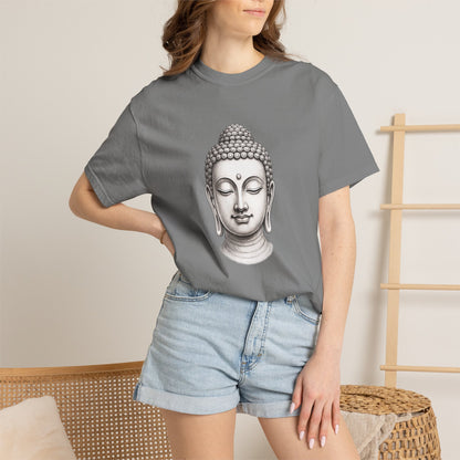T‑Shirt, Short Sleeve Boxy Crew Neck - Mindful Zen Buddha Head