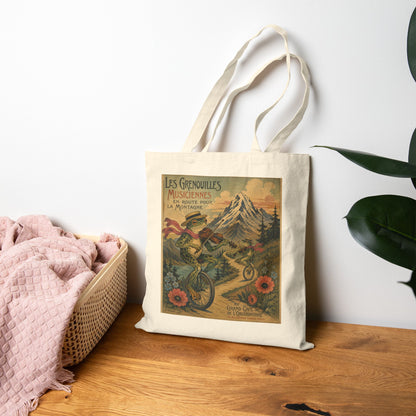 Frogs on Unicycles Cotton Canvas Tote Bag