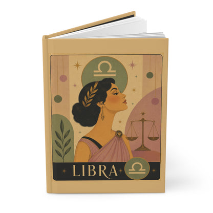 Journal Notebook, Hardcover Lined - Retro Libra Zodiac