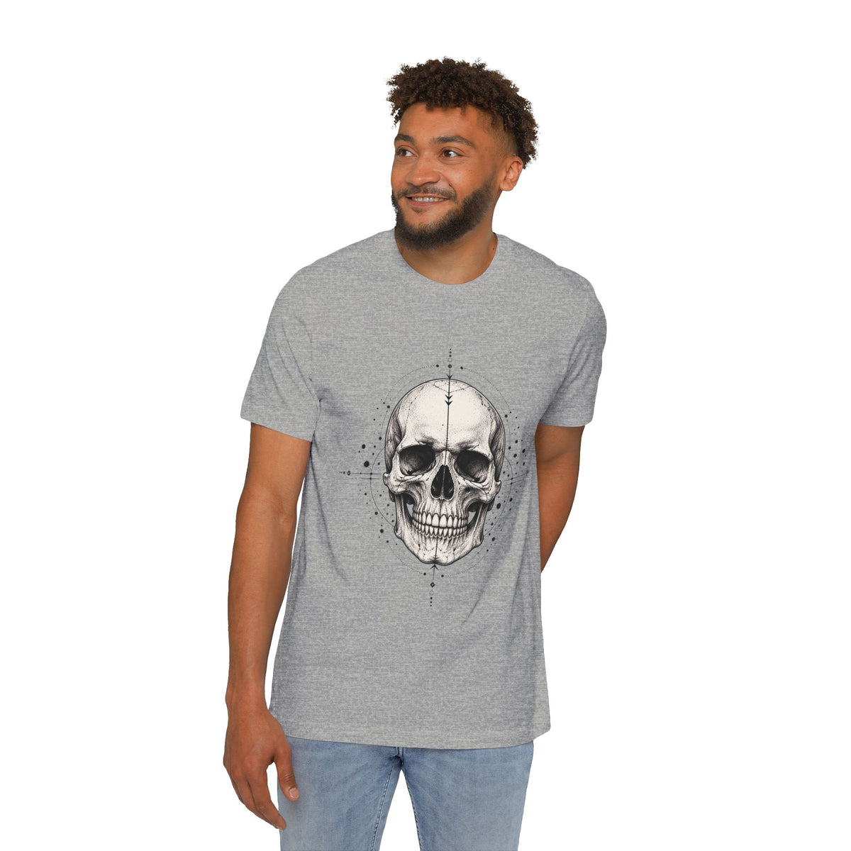 T-Shirt, Short Sleeve Boxy Crew Neck - Geometric Skull