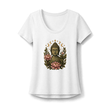 T-Shirt, Short Sleeve Scoop Neck - Buddha Lotus
