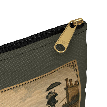 Vintage 'Équilibre de Bureau' Accessory Pouch – Retro Circus Elephant Tightrope Design