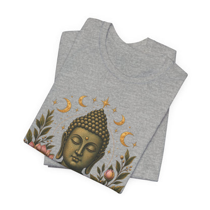 T‑Shirt, Short Sleeve Boxy Crew Neck - Buddha, Lotus & Moon Phases
