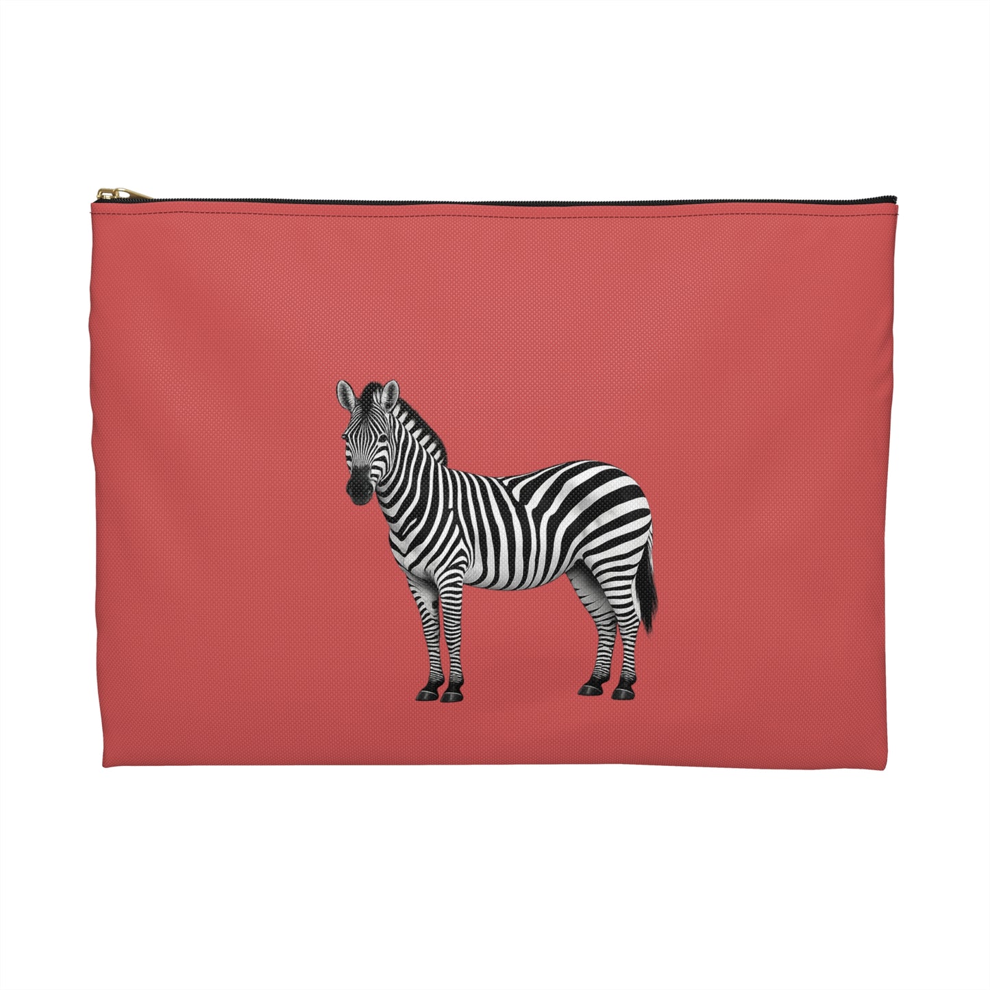 Zebra Dark Coral Accessory Pouch