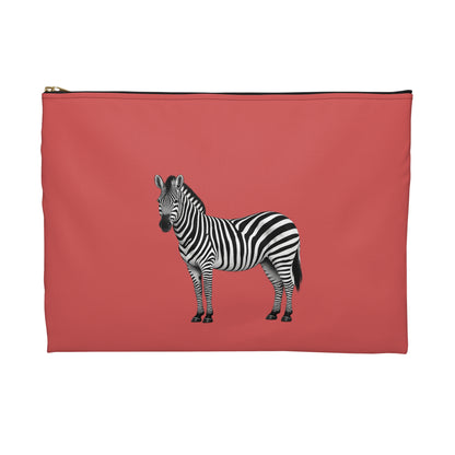 Zebra Dark Coral Accessory Pouch