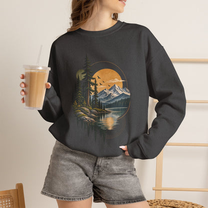 Sweatshirt, Crew Neck - Mountain Lake Sunset