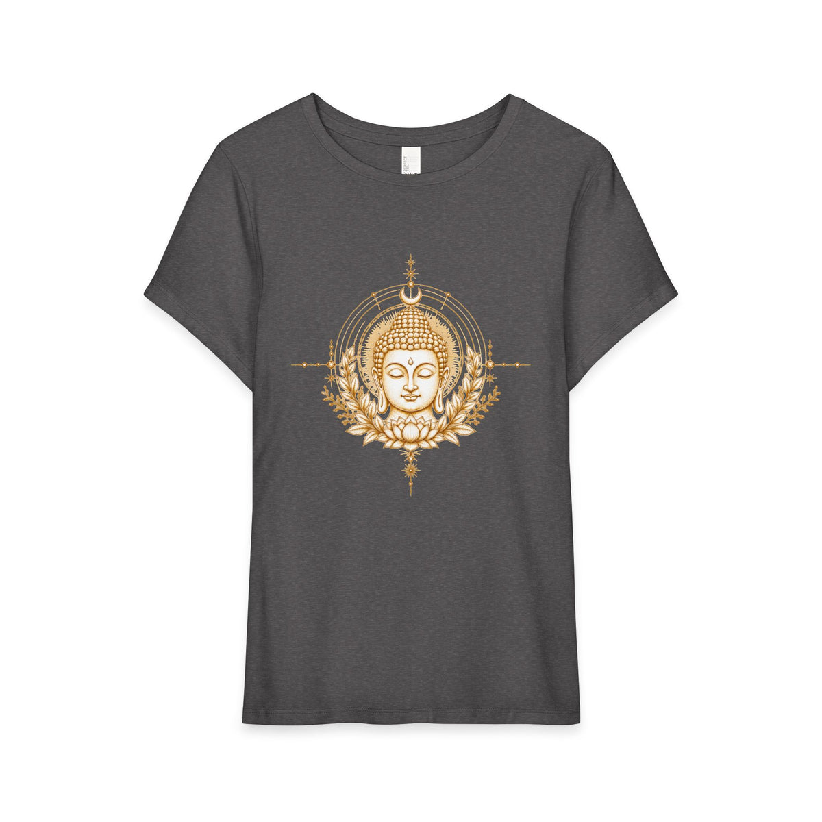 T-Shirt, Short Sleeve Wide Neck Relaxed Fit - Buddha Mandala