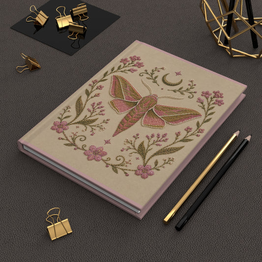 Elephant Hawk Moth on Cream Hardcover Lined Journal
