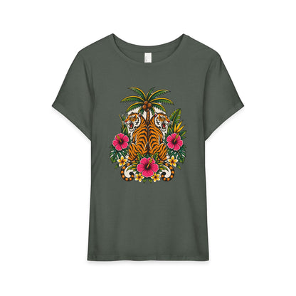 Tropical Tiger Floral Tee Shirt