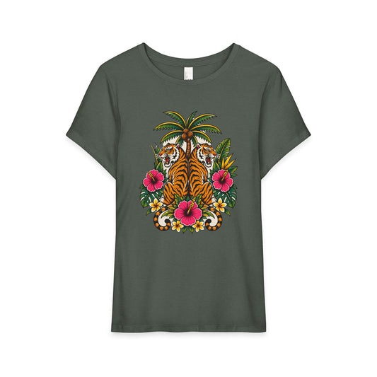 Tropical Tiger Floral Tee Shirt