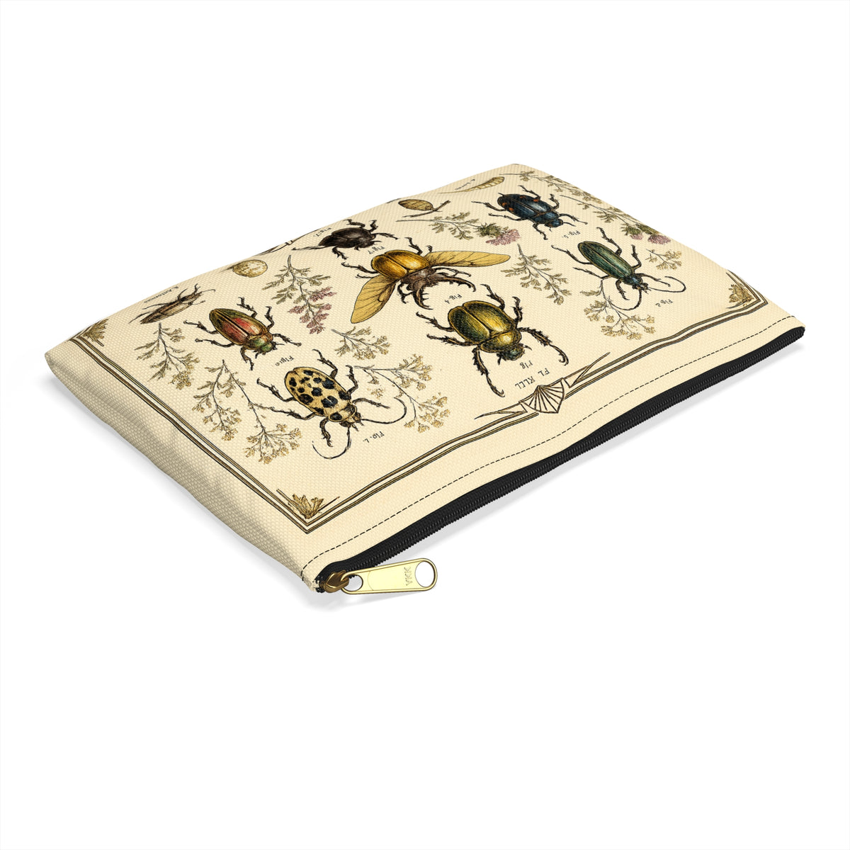 Pouch/Accessory Bag - Vintage Entomology Botanical Beetles