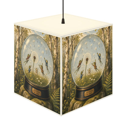 Frogs and Dandelions in a Snow Globe Cube Lamp