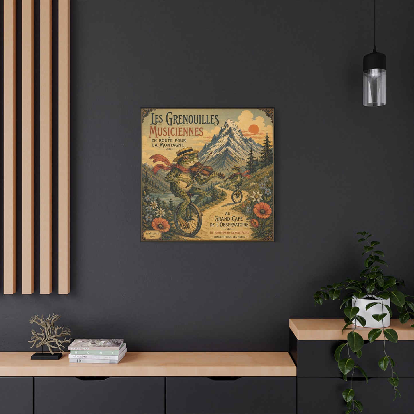Vintage Frog Musicians Canvas Art – 'Les Grenouilles Musiciennes' Stretched Matte Print
