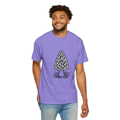 T-Shirt, Short Sleeve Boxy Crew Neck - Hand-Drawn Forager Morel Mushroom