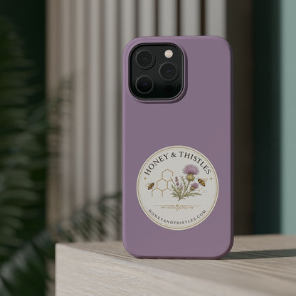 Floral Honey & Thistles Magnetic Phone Case — Impact-Resistant MagSafe-Compatible