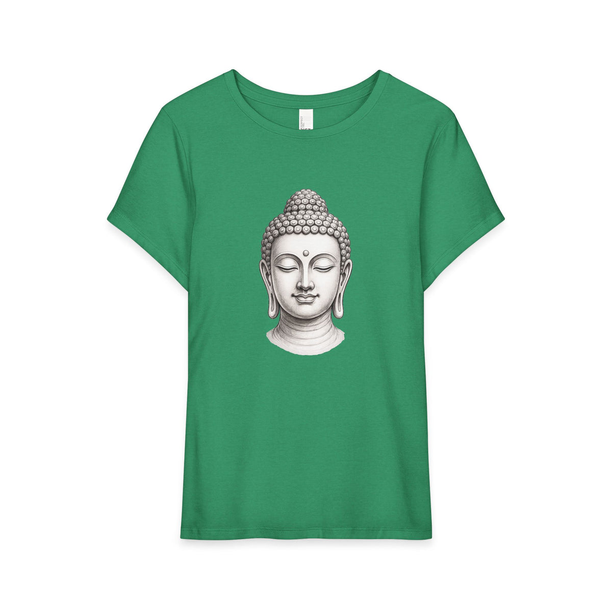 T-Shirt, Short Sleeve Wide Neck Relaxed Fit - Buddha Head