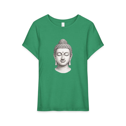 T-Shirt, Short Sleeve Wide Neck Relaxed Fit - Buddha Head