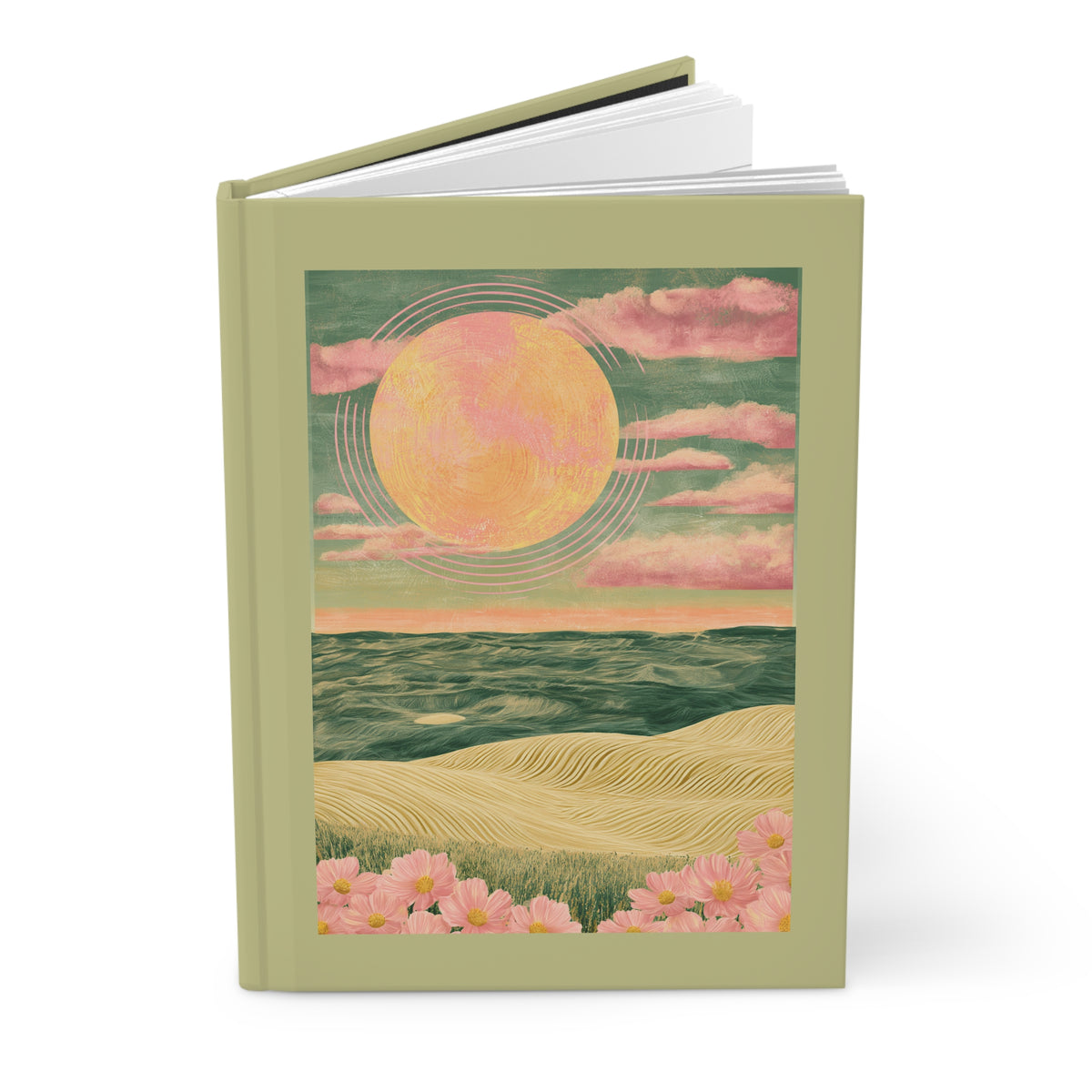 Journal Notebook, Hardcover Lined - Pastoral Sunset Seascape