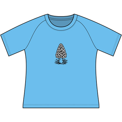 T-Shirt, Short Sleeve Wide Neck - Black & White Morel Mushroom