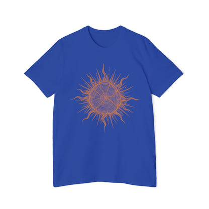 T-Shirt Short Sleeve Boxy Crew Neck - Boho Sunburst Tree Rings Line Art