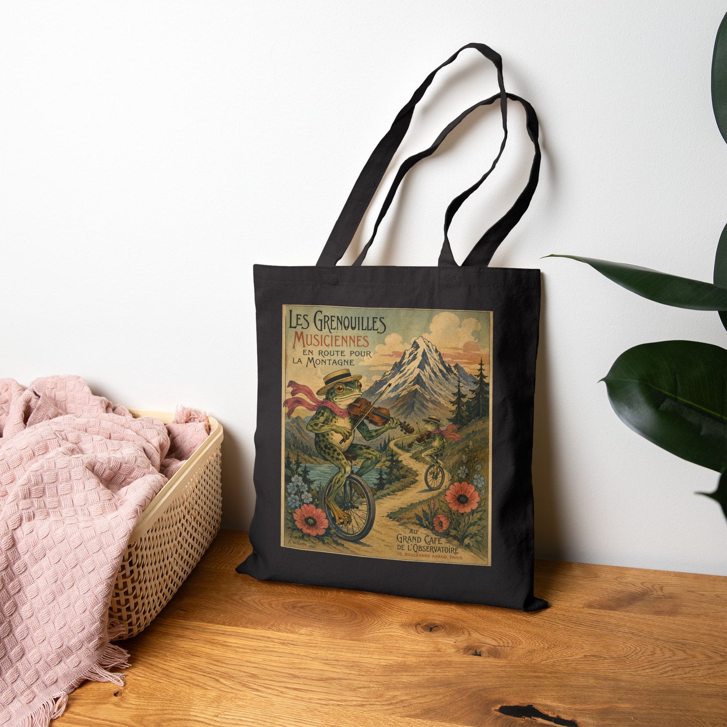 Frogs on Unicycles Cotton Canvas Tote Bag