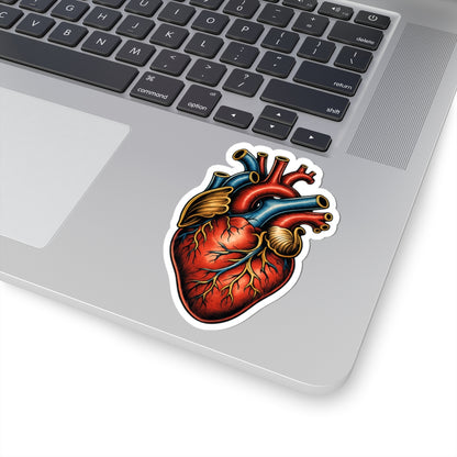 Sticker,  Kiss-Cut  - Traditonal Tattoo Style Anatomical Heart