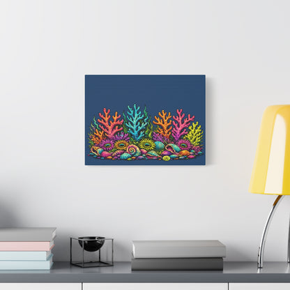 Canvass Art Print - Coral Reef (navy blue)