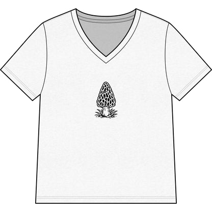 Morel Mushroom Illustration V-Neck Tee